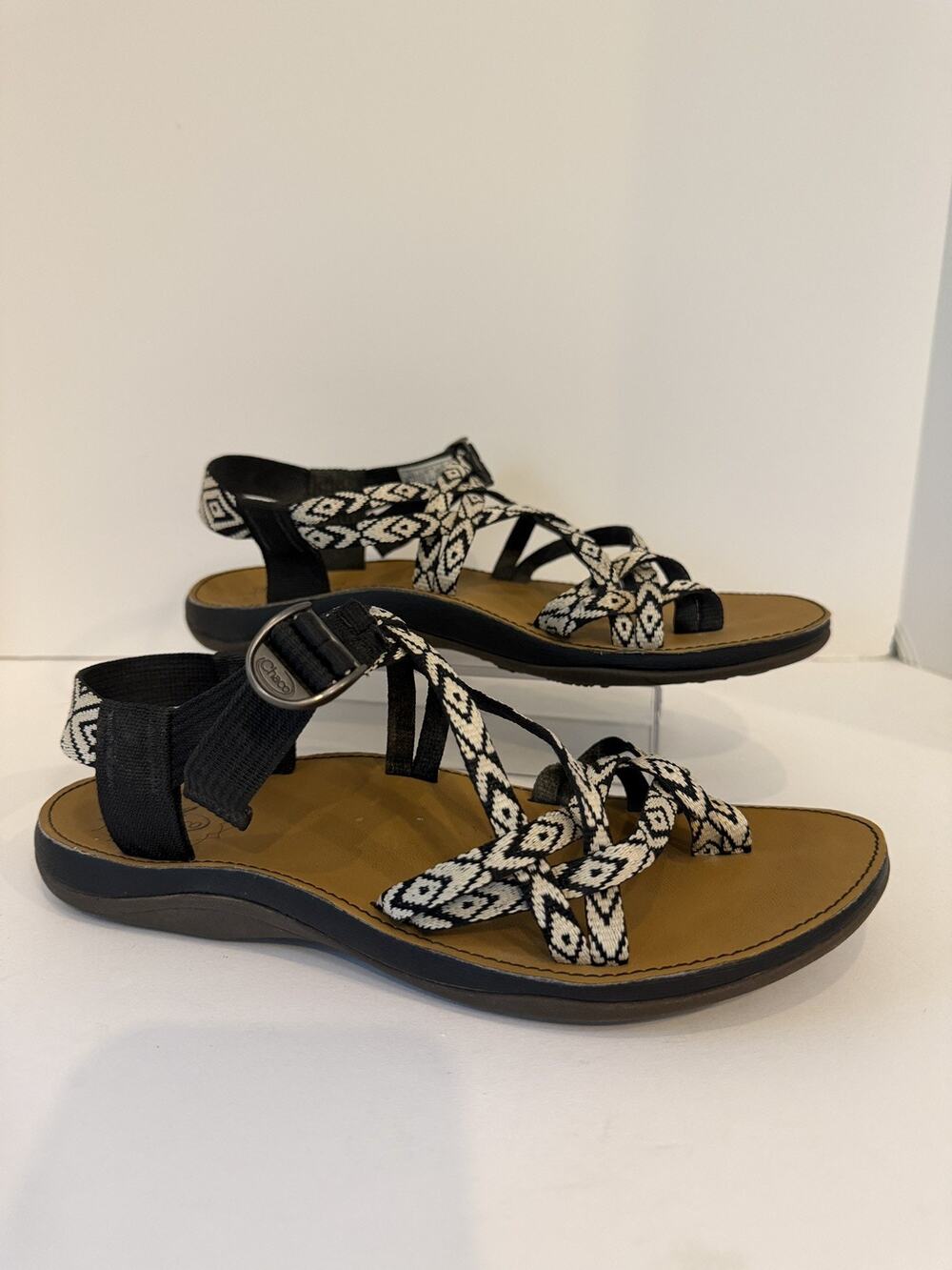 Chaco Beveled Black Strappy Outdoor Comfort Casual Sandals Women’s US 7